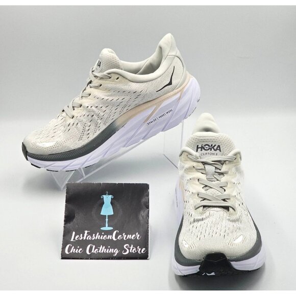 Hoka One One Men's Gray White Mesh Clifton 8 Running Shoes Size 7D 2841 - Picture 1 of 16